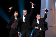 Ben Morris, centre, receives his Oscar for Best Visual Effects