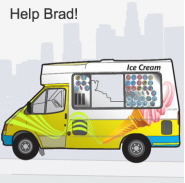 A snapshot of the online weather game. The public are being asked to help Brad, an ice cream man, run his business depending on the weather forecast