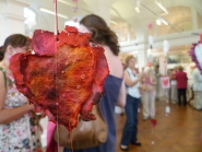 Handmade hearts on display at the Heartfelt exhibition