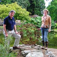 Curator of the Botanic Garden, Nick Wray (left), and artist Willa Ashworth with the sculpture