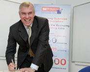 The Duke of York signs the University's visitor book