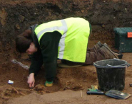 Dr Heidi Dawson at work excavating a cemetery in Taunton