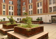 The courtyard at Unite House, student accommodation at the University of Bristol