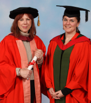 Jules Wright, Doctor of Letters, with Dr Angela Piccini, Senior Lecturer in Screen Media
