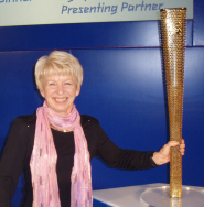Shirley Hume with the Olympic torch
