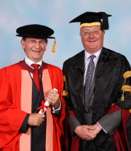 Derek Pretty with orator Professor Eric Thomas, Vice-Chancellor of the University of Bristol