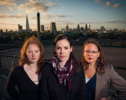 February's photo: Alison Auld, Ellie Cosgrave and Michelle Oyen on the roof of The Biscuit Factory in London