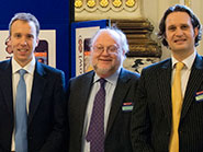 Minister for Skills, Matthew Hancock MP, Professor Sir Steve Smith and entrepreneur Neil Chapman attend the 9th SETsquared Investment Showcase