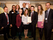 Pictured, l-r: Ryan Bird, Education and Representation Manager at UBU; Samantha Budd, UBU Chief Executive; Suzanne Doyle, Executive Support Manager at UBU; Vicki Baars, NUS Vice President for Union Development; Paul Uppal MP; Hannah Pollak, Elected Officer of Sport and Health at UBU; Professor Judith Squires; Paul Charlton, UBU Elected President; Martha West, Elected Officer of Activities at UBU; 