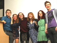 The new team of sabbatical officers: Rob Griffiths, Hannah Pollak, Alessandra Berti, Ellie Williams, Imogen Palmer and Tom Flynn