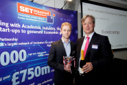 Will Pritchard, from Basecamp, collects their award from Nick Wheeler
