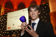 Tom Carter, from Ultrahaptics, collects the New Enterprise Award