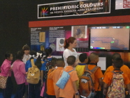 School children take a look at the exhibition in Bangkok