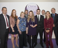 From l-r: Mark Hogan, Jemma Harford, Trudy Feeney, Martin Wiles, Rose Rooney, Sam Fitzsimmons, Paul Roberts, Michaela Strachan and Nigel England collect the Community Champion of the Year Award