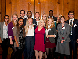 Bristol’s Lloyds Scholars graduates, including Josh Leslie, Pauli Platek, Bianca Chambers and Elston Sandiford (back row, 4th, 5th, 6th and 7th from left respectively), and Alex Dickson (far right)