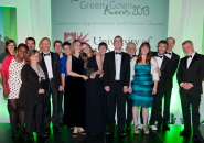 The University of Bristol's Sustainability Team collect the ‘Continual Improvement: Institutional Change’ Green Gown Award