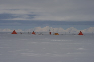 Antarctic field camp located on the ice sheet surface directly over the hidden Ellsworth trough