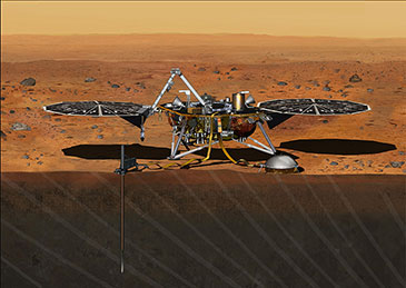 Image showing an artist’s impression of the InSight Mars lander 