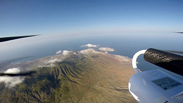 Image of Bristol’s UAV platform collecting an air sample at 8,500ft above Ascension Island, South Atlantic 