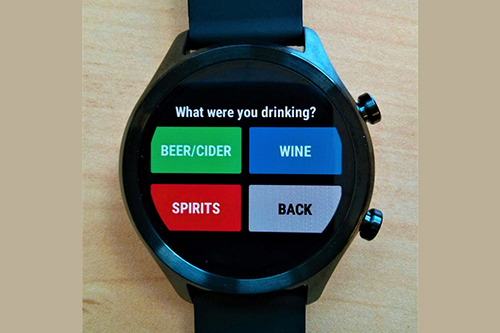 The AlcoWatch can be used to record data about daily drinking