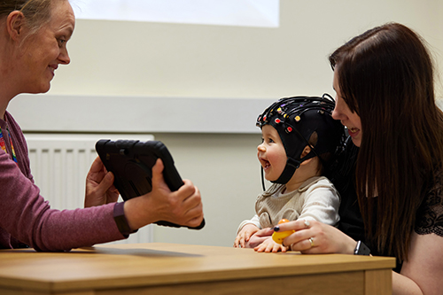 A baby at the Bristol University Baby Lab