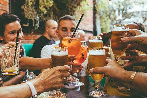 A group of friends drinking