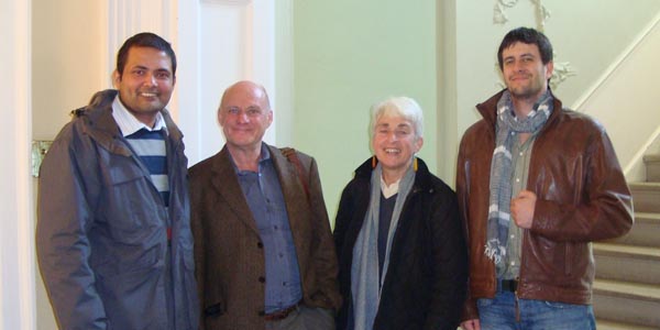 Mr Hoselitz and Mrs Gravelle on a recent visit to Bristol with two current PhD students, Daniel Souza Covacich and Haridas Kumarakuru