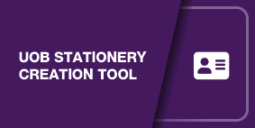 UoB stationery Creation tool button click through for access to the stationary creation tool the button is purple with a yellow tab showing its a new service