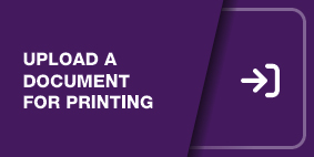 Upload a Document for Printing button click through to Upload your document the button is purple with an upload icon displayed on the right