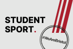 Student Sport next to a circular stamp with the words #WeAreBristol in the middle.