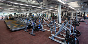 Gym facilities including bikes and treadmills.