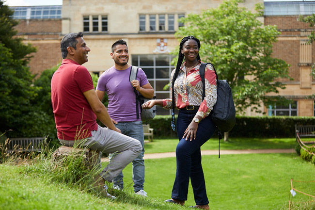 Three students in Royal Fort Gardens