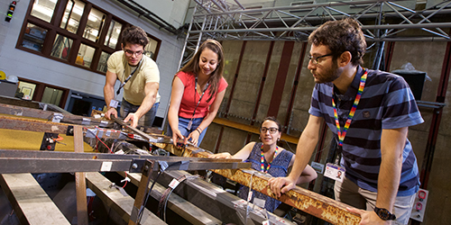 Students working together in the earthquake lab