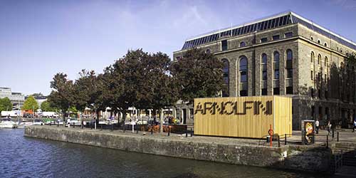 The harbour and Arnolfini in Bristol on a sunny day.