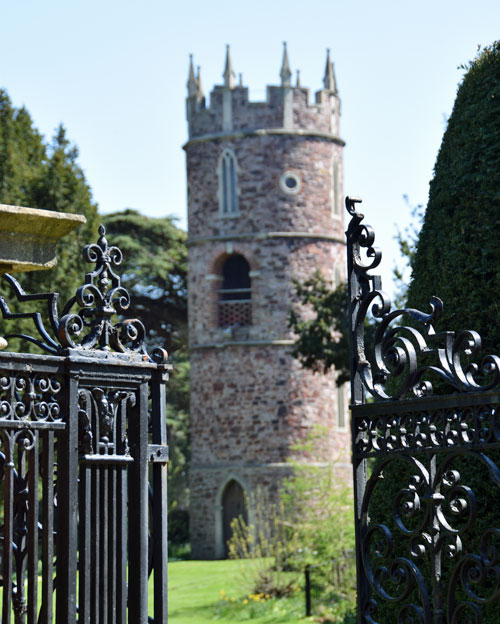 Goldney folly tower viewed from the gardens 