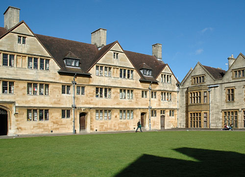 Exterior view of the the Wills Hall accommodation and courtyard lawn