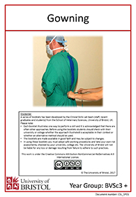 Clinical skills instruction booklet cover page, gowning