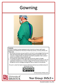 Clinical skills instruction booklet cover page, gowning