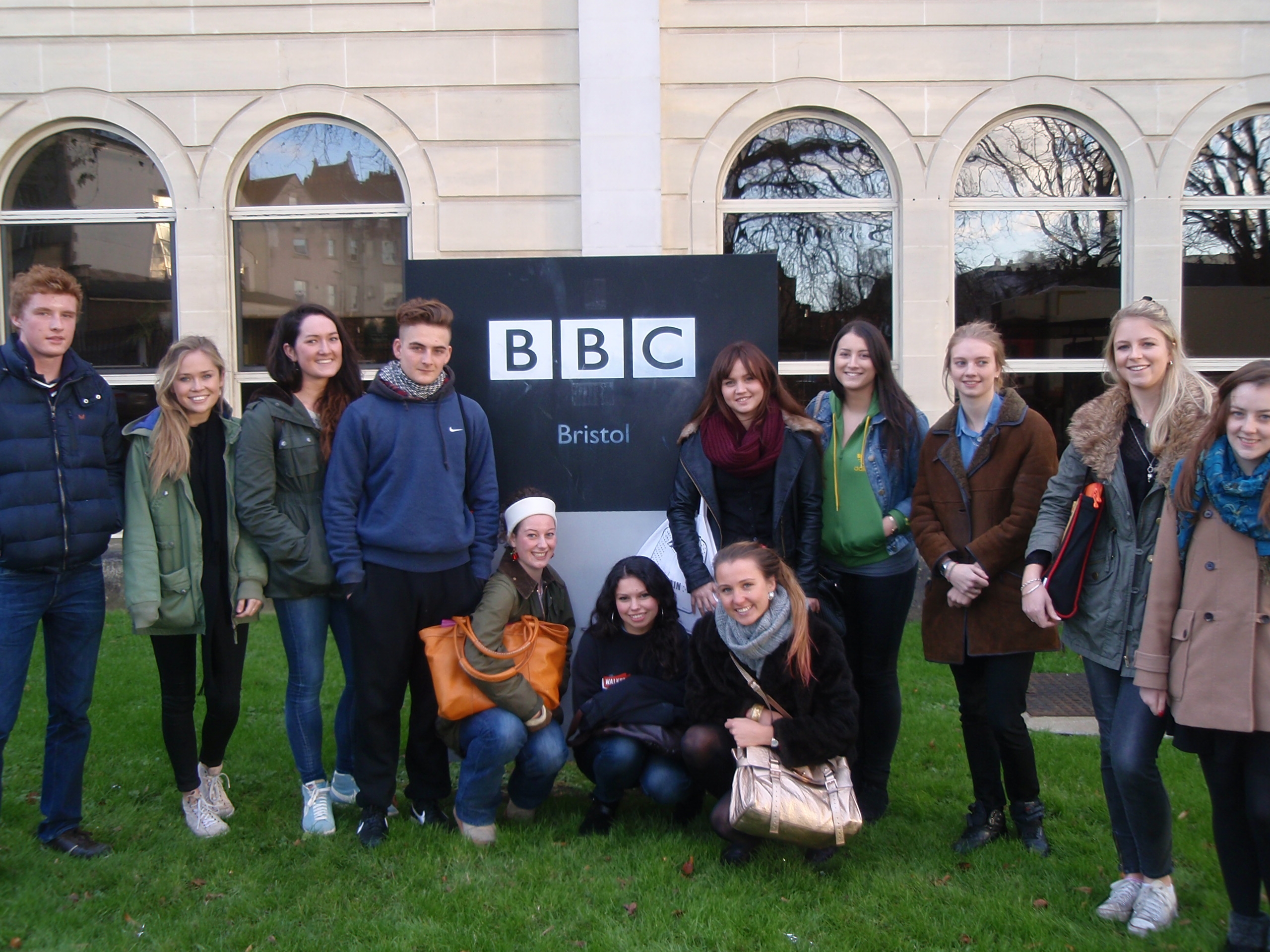 Modern Languages students outside BBC Bristol