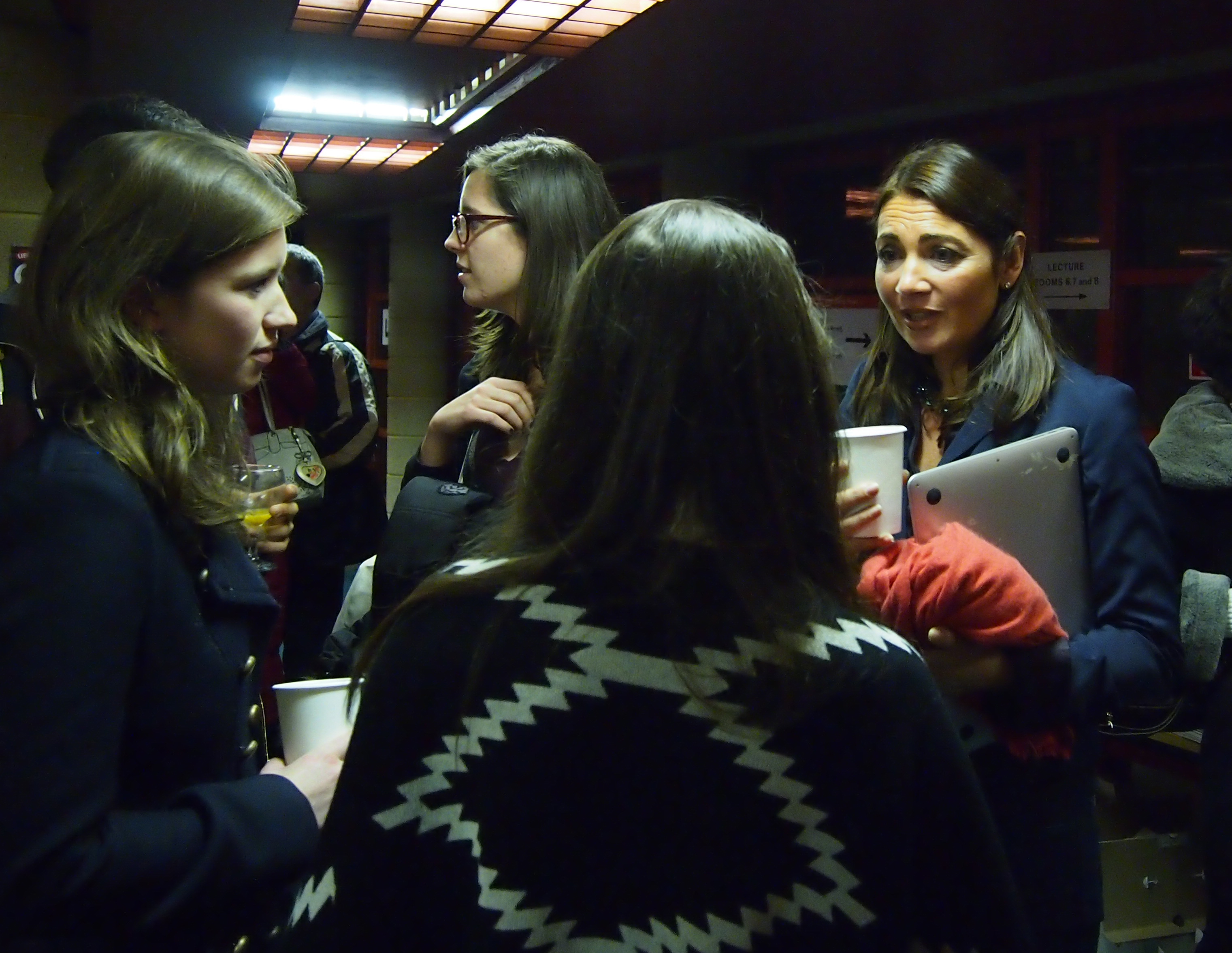 Katya Adler talking to students after the lecture