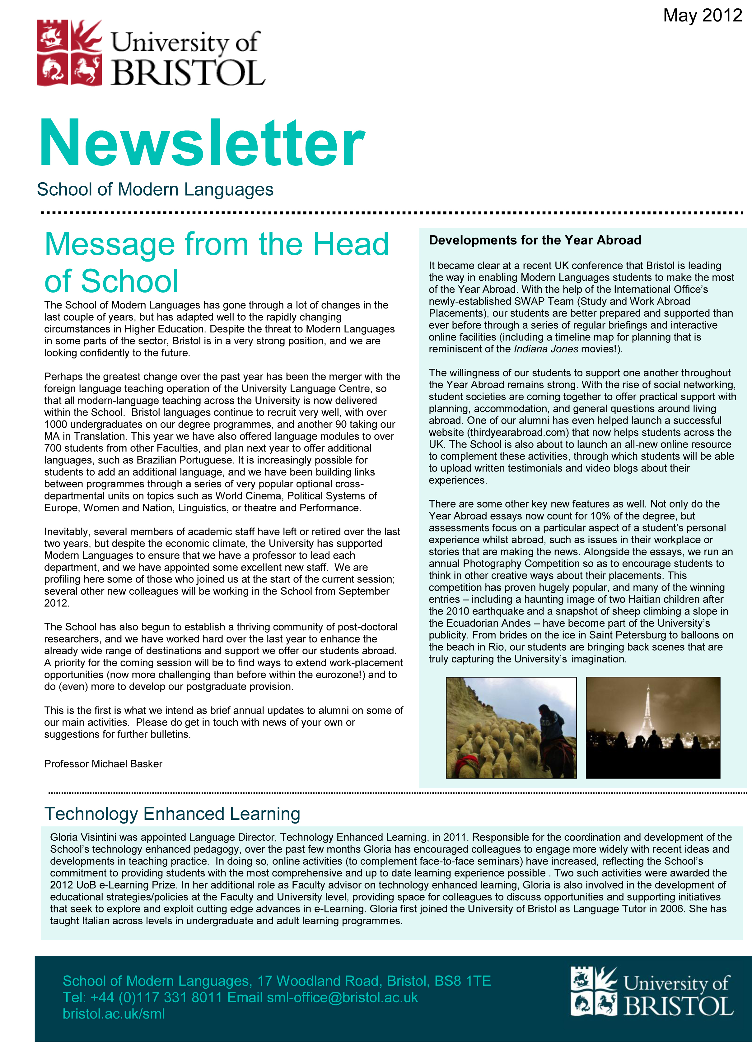 School of Modern Languages Newsletter May 2012